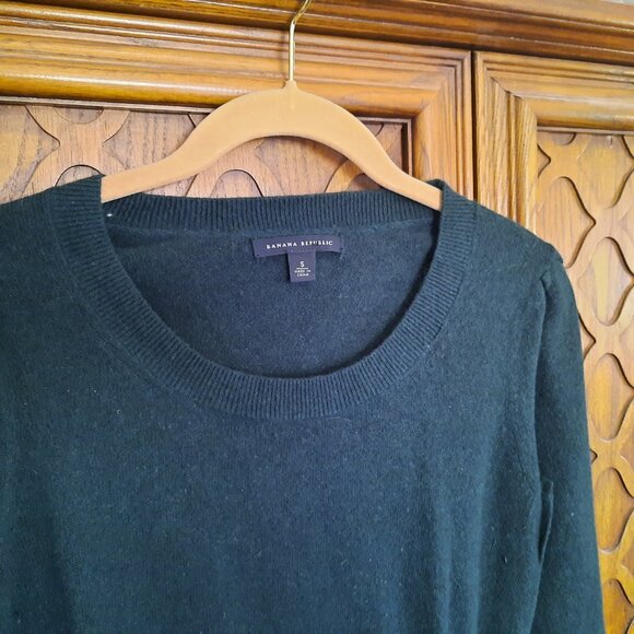 BANANA REPUBLIC Wool-Cashmere Blend Bell-Sleeve Peplum Sweater - Green, Size S - Picture 3 of 16